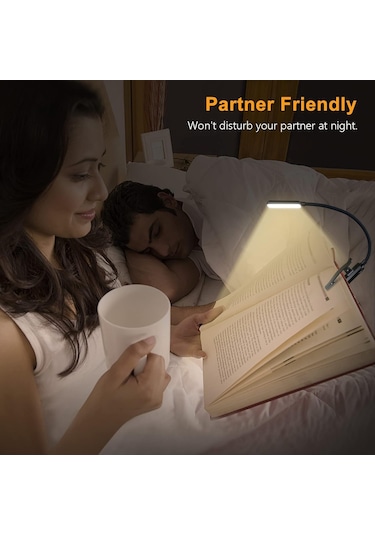 9 Led Şarj Edilebilir Kitap Yatakta Okuma İçin Işık - Göz Bakım 3 Renk Sıcaklığı, Basamaksız Karartma -