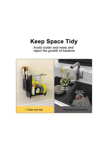 Paslanmaz Çelik Mutfak Düzenleyici - Süngerlik, Havlu Askılı Lavabo Depolama, Çıkarılabilir Mutfak Aksesuarları Diğer