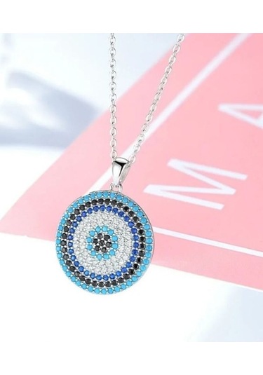 925 Ayar Gümüş Göz Zirkon Taşlı Kolye