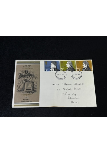 İngiltere Fdc 1971 Literary Anniversaries İlk Gün Zarfı Tam Seri