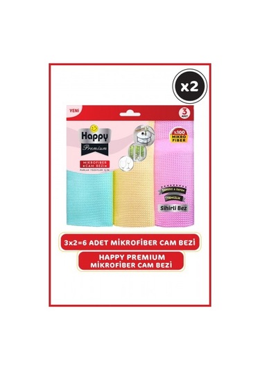 Happy Mikrofiber Premium Sihirli Cam Bezi 2 x 3'lü