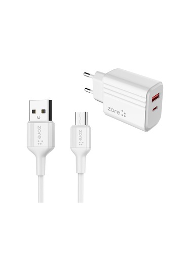 Mobilefix Play Serisi Pl06 Type-c 2in1 Seyahat Şarj Aleti 20w - Beyaz Beyaz