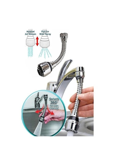Mucit Home 1 Adet 360 Dönebilen Su Mutfak Lavabo Musluk Püskürtücü