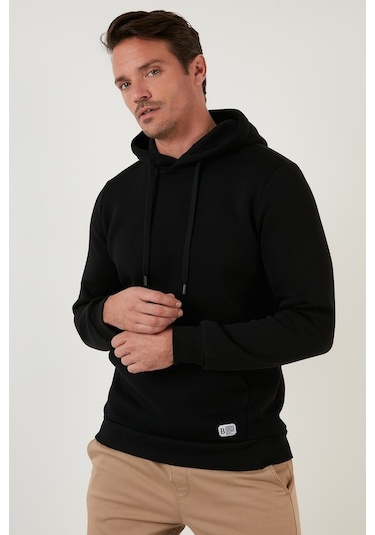 Buratti Regular Fit Kapüşonlu Kanguru Cepli Içi Tüylü Yumuşak Şardonlu Erkek Sweat 5905281 Siyah