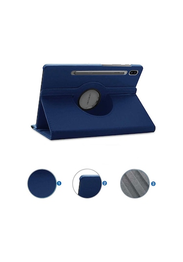 Galaxy Tab S7 T870 Uyumlu Zore Dönebilen Standlı Kılıf-lacivert Tablet Kılıfı