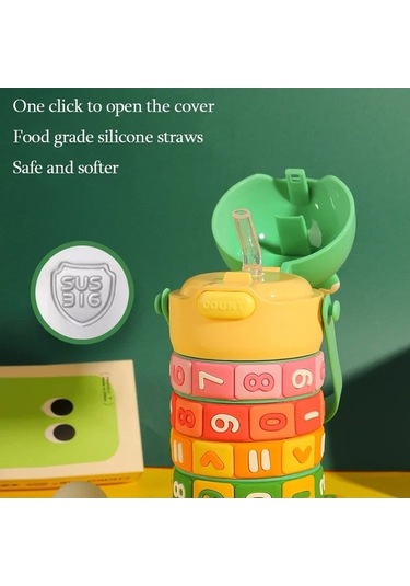 Elmpaly 316 Paslanmaz Çelik Yalıtımlı Su Şişesi, Okul Dijital Pembe 430ml Pembe Çok Renkli