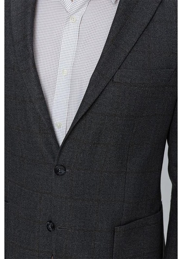 Koyu Lacivert Desenli Mono Yaka Astarsız 6 Drop Comfort Fit Rahat Kesim Ceket 1002225172-koyu Lacivert Koyu Lacivert