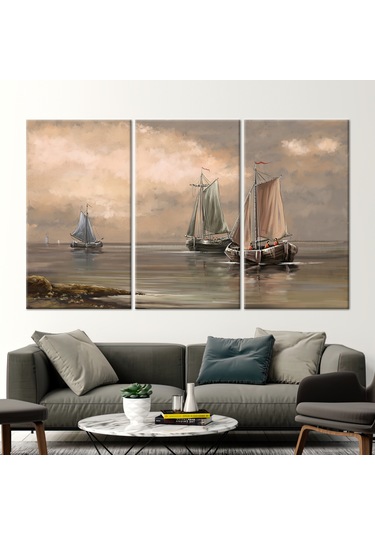 120x180cm 3 Parçalı Kanvas Tablo, Deniz Aşığı