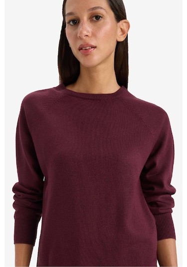 Defacto Relax Fit Bisiklet Yaka Kazak I6913az25wnbr467 Bordo