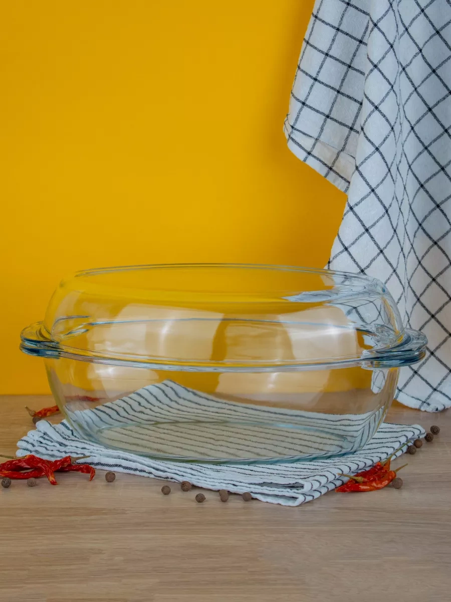 Borcam Cam Fırın Kabı, Kapaklı, 2,9 L + 1,8 L Set 9218398 Beyaz