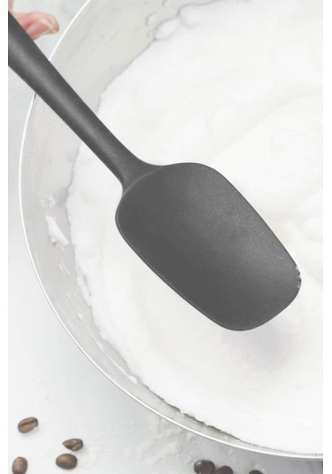 Silicolife Kaşık Spatula, Isıya Dayanıklı Yanmaz Yapışmaz Tek Parça Silikon Kaşık Spatula 27cm Antrasit Antrasit