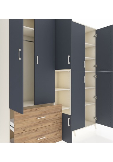 Hyperion Dolap 12 Raflı 2 Çekmeceli Tek Askılı 220x44x243 Aytaşı-antrasit/çam Antrasıt/atlas Çam Hyperion Dolap 12 Raflı 2 Çekmeceli Tek Askılı 220x44x243 Aytaşı-antrasit/çam Antrasıt/atlas Çam