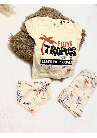Minaz Baby Önlüklü Şortlu Takım Bej