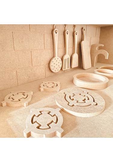 Mutfak Montessori Boyanabilir Büyük Boy Oyuncak Set + 2 Adet Boya ve Fırça VEYA Önlük