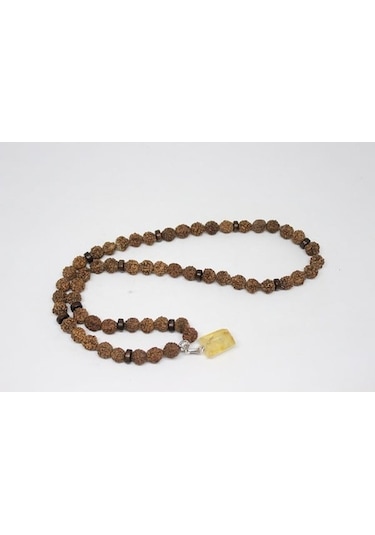 Sitrin Taşlı Rudraksha Tohum Dolama Bileklik 8Mm