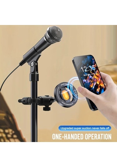 Xuweiwei Siyah Mikrofonlu Manyetik Tablet Ve Telefon Tutucu Canlı Yayın Standı 4-14 İnç Cihazlar İçin
