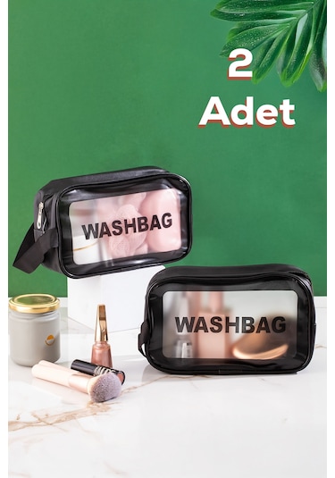 Porsima 3140 2li Şeffaf Seyahat Ve Makyaj Çantası Su Geçirmez Organizer Washbag