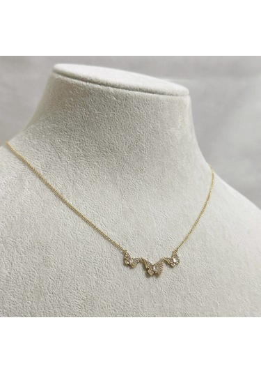 Butterfly Zirkon Kolye Gold Gold