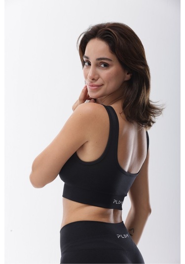 Seamless Siyah Toparlayıcı Sporcu Bra Siyah