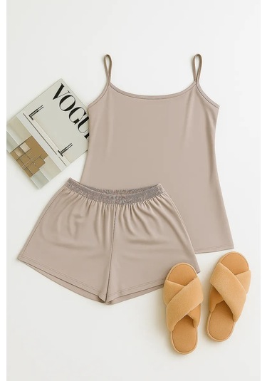 Clever Wear Şalvarlı İpek Pijama 448980146 Kahve Gülü