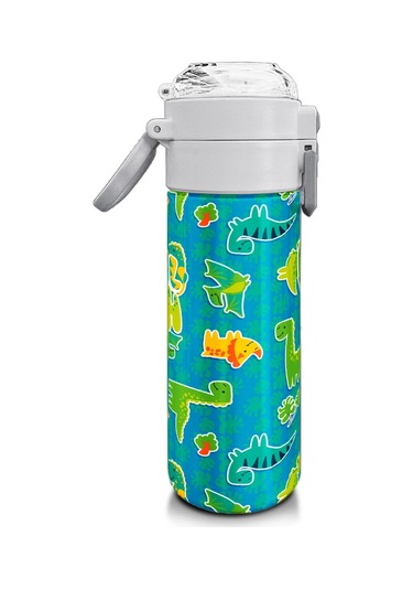 Coral High Kids Mavi Yeşil Dinozor Desenli Pipetli Ve Direkt İçim Çelik Termos 500 Ml 31798 Mavi