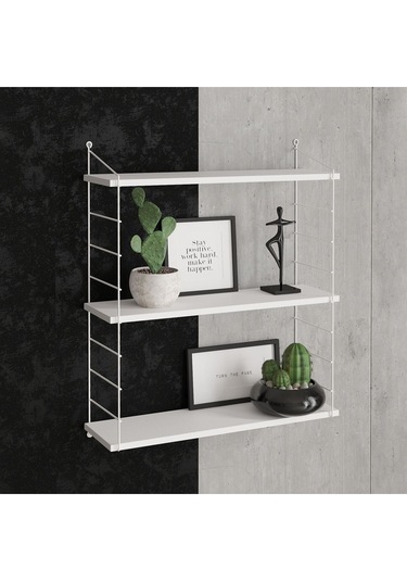 Decormet Armoni Raf Seti 3 Raflı 200 720 Metal Beyaz+ahşap Beyaz - Ahşap