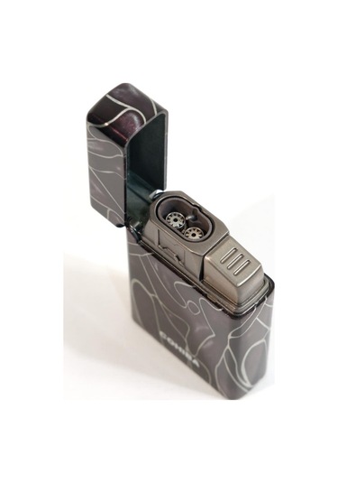 Cohiba Çift Torch Pürmüz Desenli Metal Puro Çakmağı - Tr9626