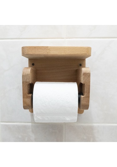 Wc Kağıt Tutucu Masif Kayın Ahşap Ve Metal Tutucu - Kağıt Havlu Ceviz