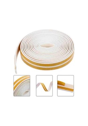 Beyaz Pencere Yalıtım Süngeri Fitili 10 Metre Yapışkanlı Pimapen Kapı Fitili Cam Bandı Sızdırmazlık Fitili 10 M