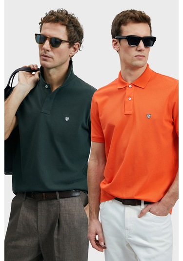 Lufian Erkek T Shirt 111040206s2 Haki-turuncu Oranj