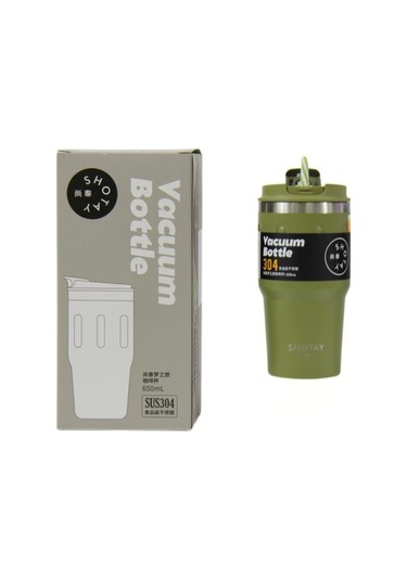 Shotay Termos Mug Matara 650ml Haki Yeşil Renk Yeşil