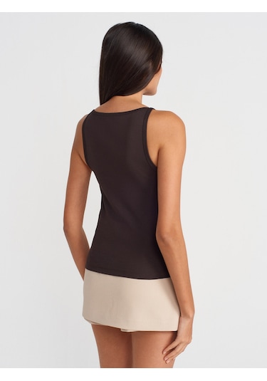 Dilvin 21048 Halter Yaka Top-koyu Kahve Koyu Kahve