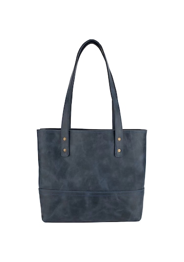 Twingold İsme Özel Tote Bag El Omuz Çantası - %100 Rainbow Deri - Ac03003 - Lacivert Lacivert