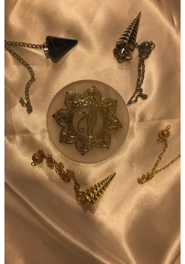 Pandül Sarkaç Doğal Taş Pandül Ve Arındırma Temizleme Doğal Selenit Taşı Pirinç Pandül Melek Taşı Ki