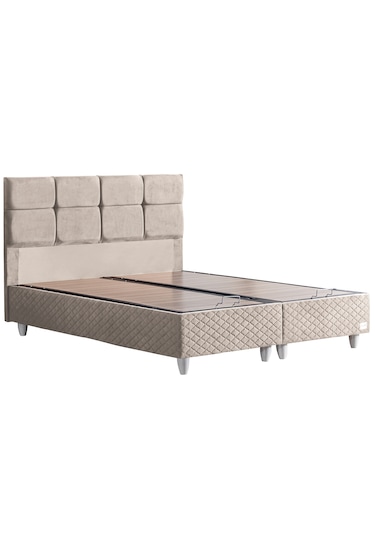 Gümüş İkili Set, Gümüş Çift Kişilik Baza Başlık Seti Krem 150 x 200