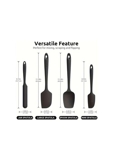 Chenkestoreone 4 Adet Mor Yüksek Isıya Dayanıklı Silikon Spatula Seti: Yapışmaz Pişirme Ekipmanları İçin Esnek Mutfak Karıştırma Ve Pişirme Aparatı Mor