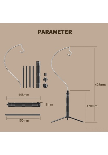 Wezone Alüminyum Çevreleyici Tripod: Cep Telefonu, Kamp Lambası Ve Kamera İçin Taşınabilir Dış Mekan Ayarı - Standart Paket Siyah