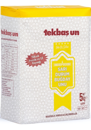 Tekbaş Un Sarı Durum Buğday Unu Makarnalık Eriştelik 5 KG