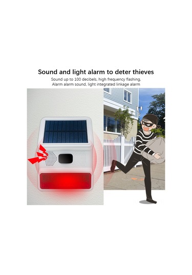 Neevoyu Güneş Enerjili 433mhz Ip65 Su Geçirmez Alarm: Kızılötesi Hareket Algılayıcı, 100db Ses Ve Işık, 1000ma Batarya, Dış Mekan Güvenliği