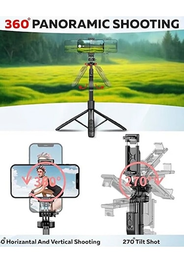 Bluetooth Kumandalı 153cm Tripod Selfie Çubuğu / Go Pro Uyumlu /