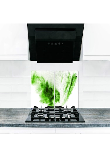 Cam Ocak Koruyucu ve Kesim Tablası Yeşil Kum  (80cm x 52cm) 2 Pa