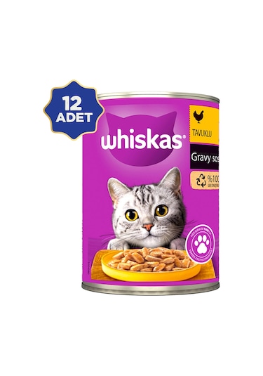 Whiskas Tavuklu Gravy Soslu Yetişkin Kedi Konservesi 12 x 400 G