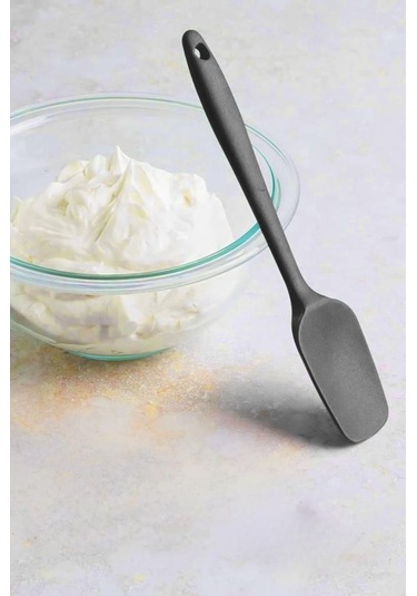 Silicolife Kaşık Spatula, Isıya Dayanıklı Yanmaz Yapışmaz Tek Parça Silikon Kaşık Spatula 27cm Antrasit Antrasit