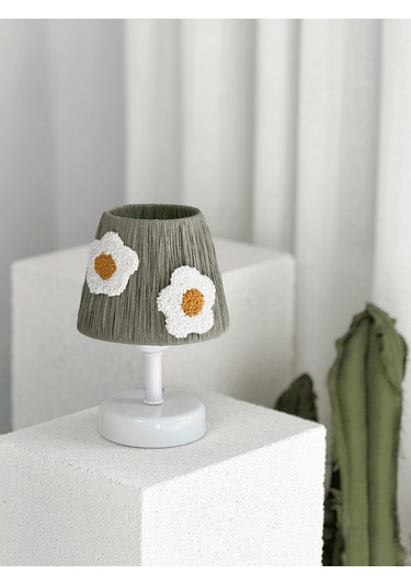 Papatya Punch Haki Kablosuz Masa Lambası - Alt Beyaz 320-6 Beyaz