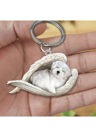 Hfambition Akrilik Köpek Figürlü Anahtar Zinciri - İki Yönlü Uv Baskılı, Ev Ve Araba Kullanıma Uygun, Dayanıklı Ve Pratik Tasarım Diğer