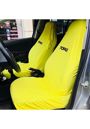 Likralı Kumaş Servis Kılıfı Ön 2'li Tofaş Yazılı Sarı
