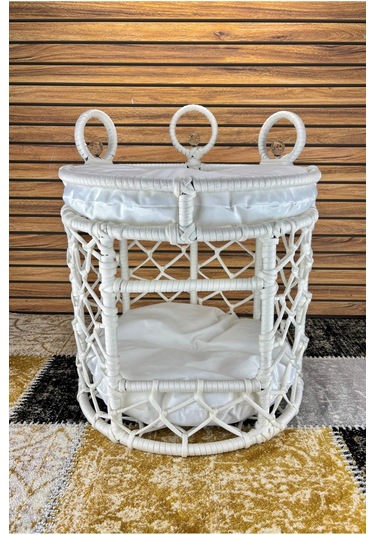 Reyo Lüxperi Kristal Taşlı İki Katlı Kedi Yatağı, Kedi Ranzası Beyaz