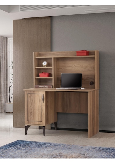 Hazar Kitaplıklı Çalışma Masası 110x60x137cm Ceviz