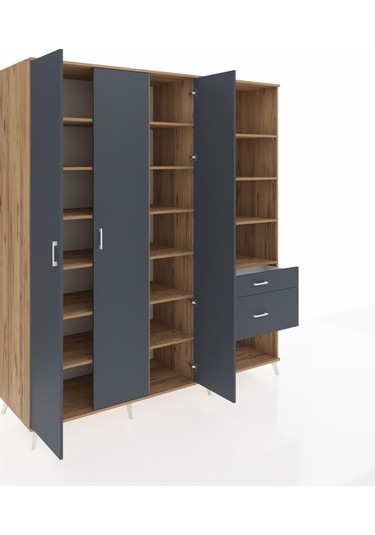 Kronos Dolap 16 Raflı 2 Çekmeceli 3 Kapaklı 220x59x243 Çam-antrasit/antrasit Antrasıt/antrasıt