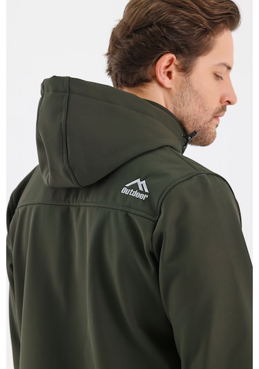 Çıkartılabilen Fermuarlı Kapüşon Cepli İçi Polarlı Su Geçirmez Softshell Erkek Mont Haki Haki